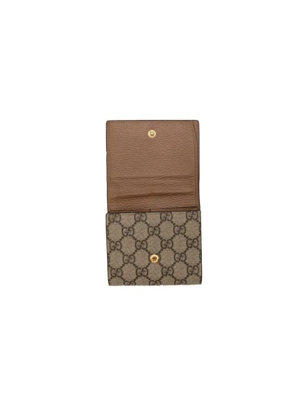 Gucci GG Supreme Double Bifold Wallet Beige Pink Leather